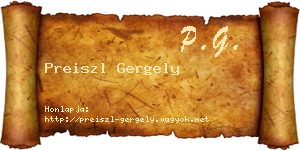 Preiszl Gergely névjegykártya